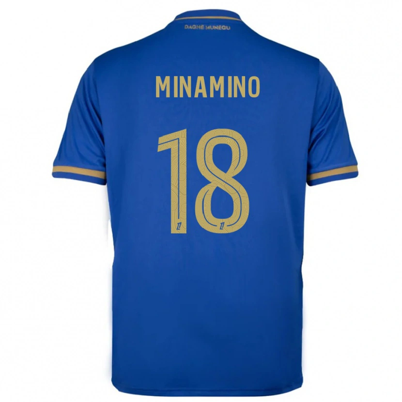 Danxen Kinder Takumi Minamino #18 Blau Gold Auswärtstrikot Trikot 2025/26 T-Shirt