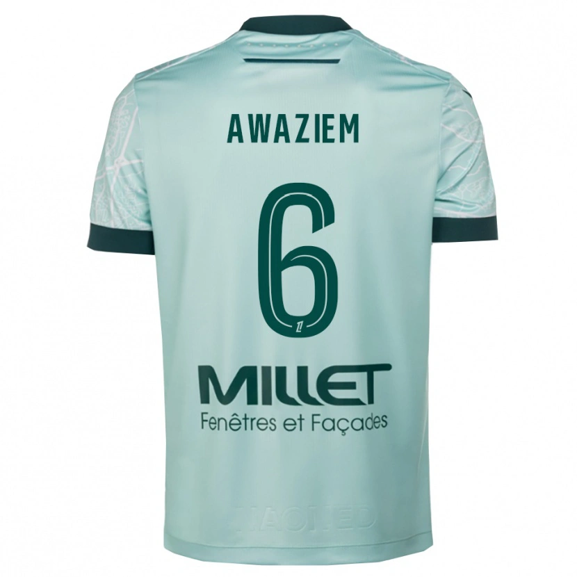 Danxen Kinder Chidozie Awaziem #6 Grün Weiß Auswärtstrikot Trikot 2025/26 T-Shirt