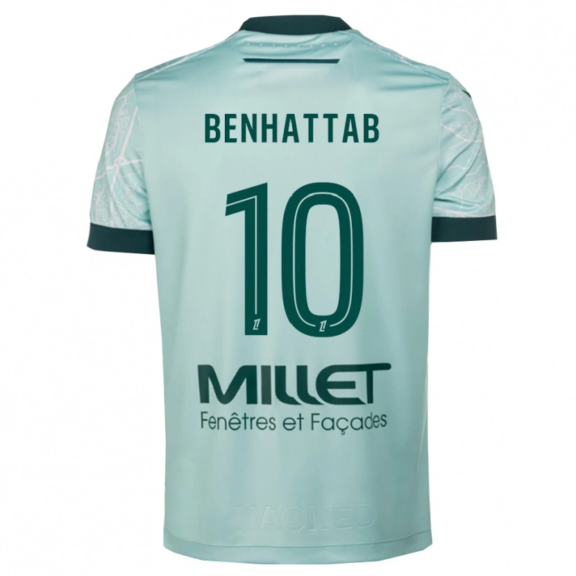 Danxen Kinder Yassine Benhattab #10 Grün Weiß Auswärtstrikot Trikot 2025/26 T-Shirt