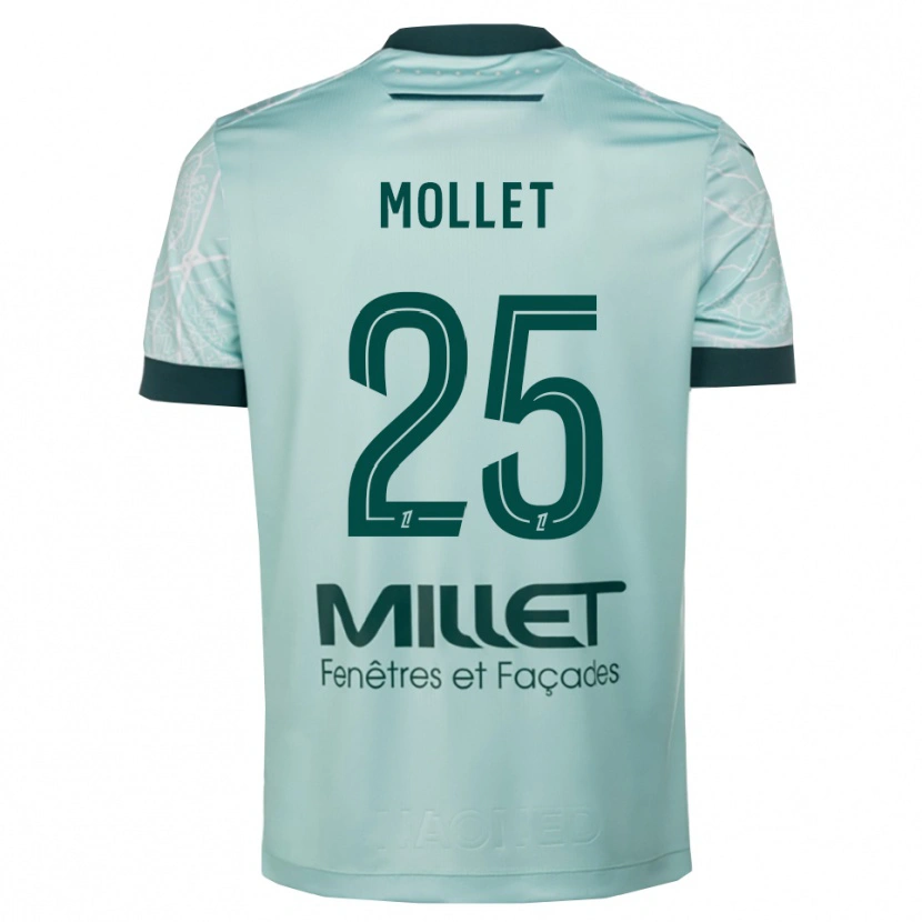 Danxen Kinder Florent Mollet #25 Grün Weiß Auswärtstrikot Trikot 2025/26 T-Shirt