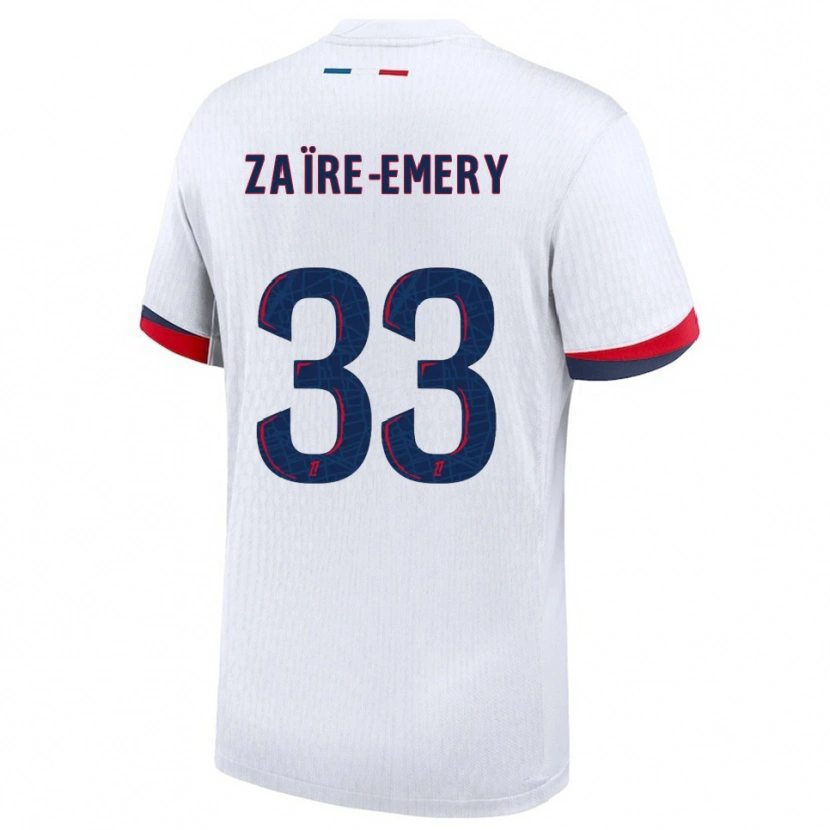 Danxen Kinder Warren Zaïre-Emery #33 Weiß Rot Auswärtstrikot Trikot 2025/26 T-Shirt