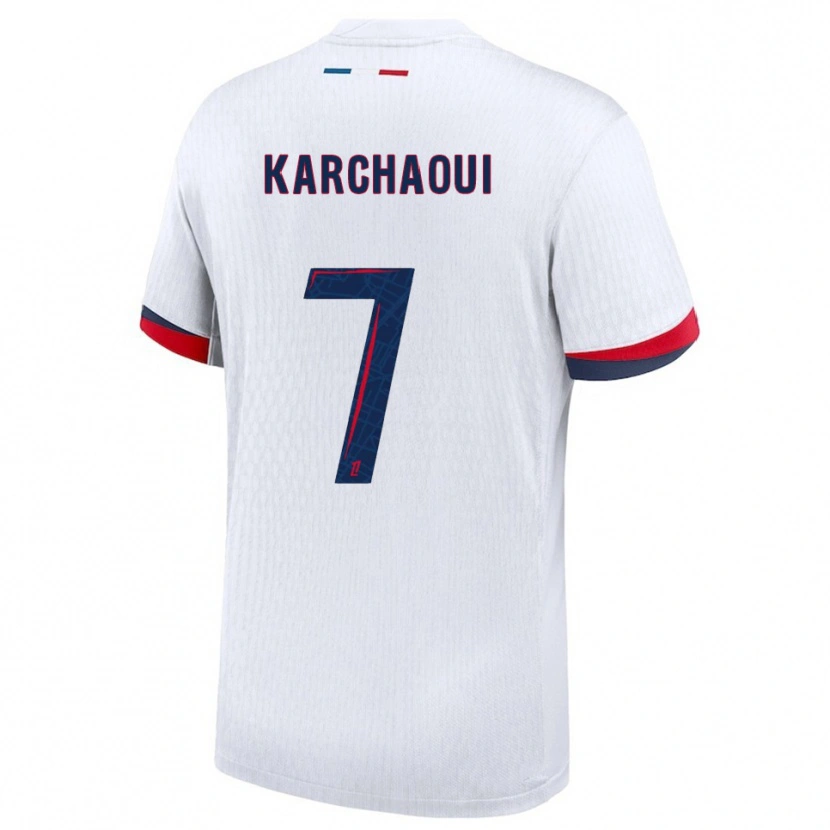 Danxen Kinder Sakina Karchaoui #7 Weiß Rot Auswärtstrikot Trikot 2025/26 T-Shirt