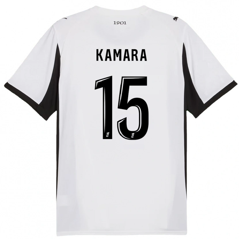 Danxen Kinder Glen Kamara #15 Weiß Schwarz Auswärtstrikot Trikot 2025/26 T-Shirt