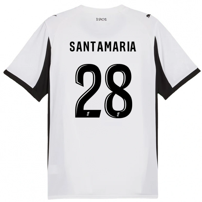 Danxen Kinder Baptiste Santamaria #28 Weiß Schwarz Auswärtstrikot Trikot 2025/26 T-Shirt