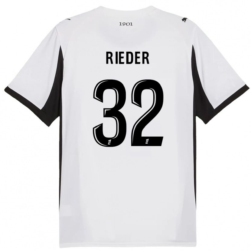 Danxen Kinder Fabian Rieder #32 Weiß Schwarz Auswärtstrikot Trikot 2025/26 T-Shirt