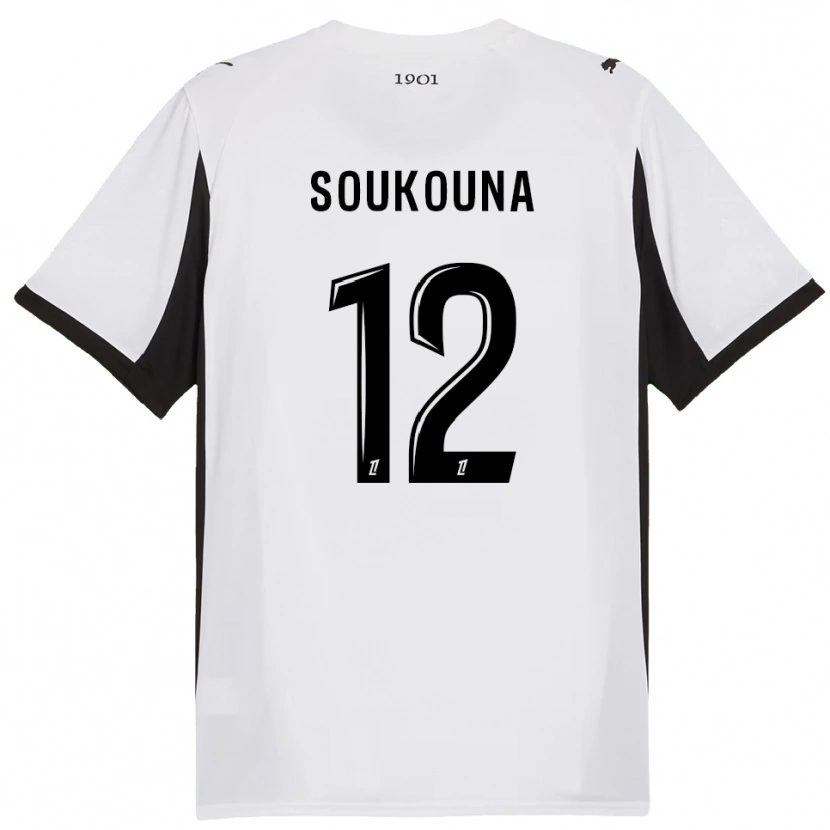 Danxen Kinder Isiaka Soukouna #12 Weiß Schwarz Auswärtstrikot Trikot 2025/26 T-Shirt