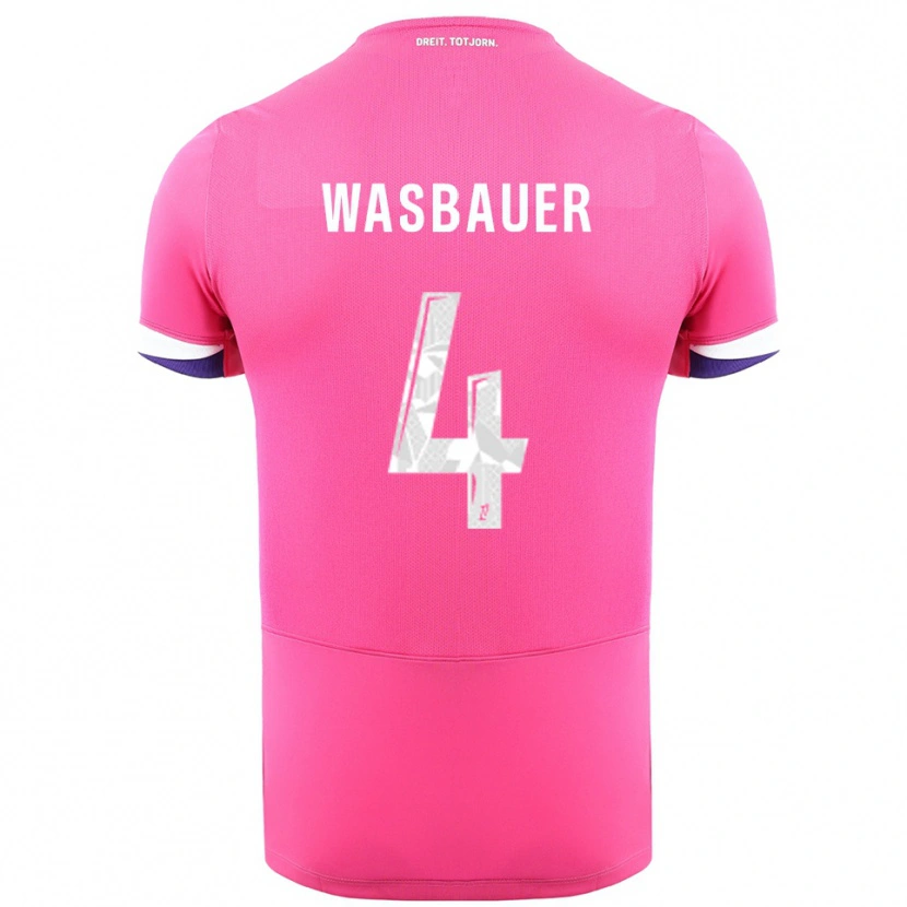 Danxen Kinder Nicolas Wasbauer #4 Rosa Weiß Auswärtstrikot Trikot 2025/26 T-Shirt