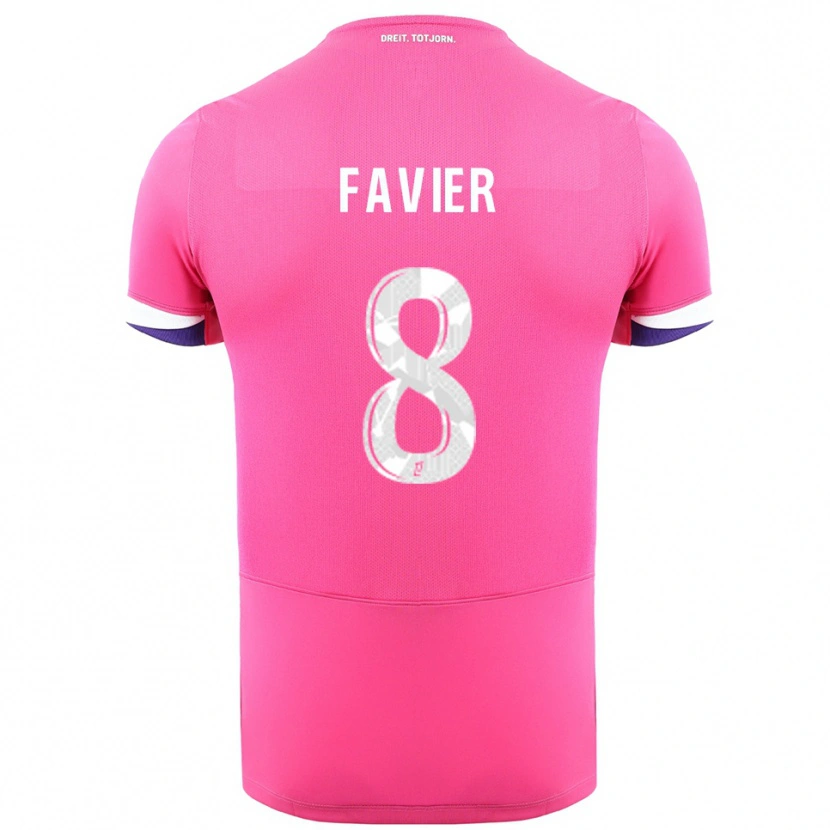 Danxen Kinder Luca Favier #8 Rosa Weiß Auswärtstrikot Trikot 2025/26 T-Shirt