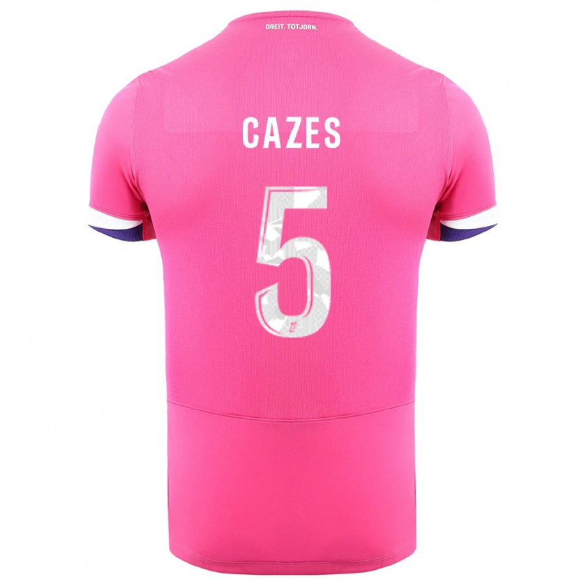Danxen Kinder Manon Cazes #5 Rosa Weiß Auswärtstrikot Trikot 2025/26 T-Shirt