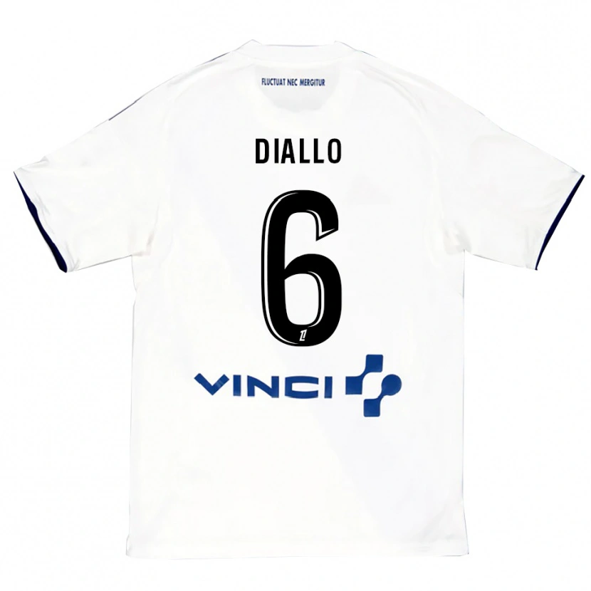 Danxen Kinder Ibrahim Diallo #6 Weiß Blau Auswärtstrikot Trikot 2025/26 T-Shirt