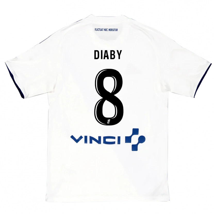 Danxen Kinder Aboubakar Diaby #8 Weiß Blau Auswärtstrikot Trikot 2025/26 T-Shirt