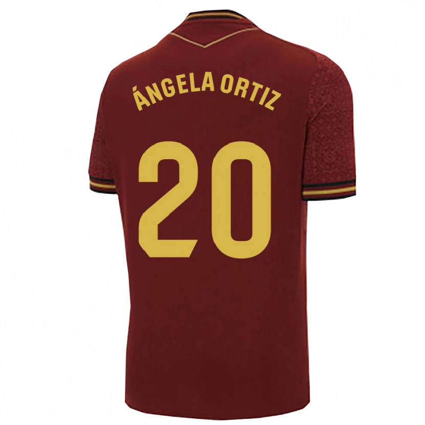 Danxen Kinder Ángela Gema Ortiz Muriel #20 Burgunderrot Gold Auswärtstrikot Trikot 2025/26 T-Shirt