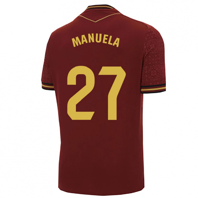 Danxen Kinder Manuela Carrasco García #27 Burgunderrot Gold Auswärtstrikot Trikot 2025/26 T-Shirt