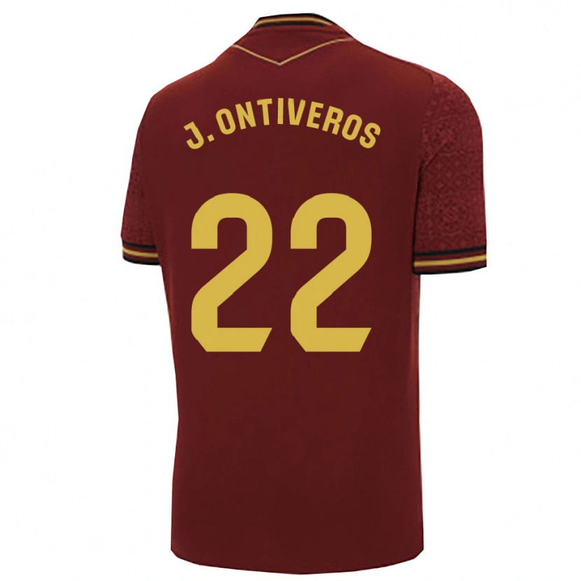 Danxen Kinder Javi Ontiveros #22 Burgunderrot Gold Auswärtstrikot Trikot 2025/26 T-Shirt