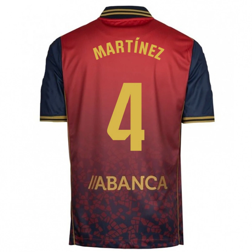 Danxen Kinder Pablo Martínez #4 Rot Marine Auswärtstrikot Trikot 2025/26 T-Shirt
