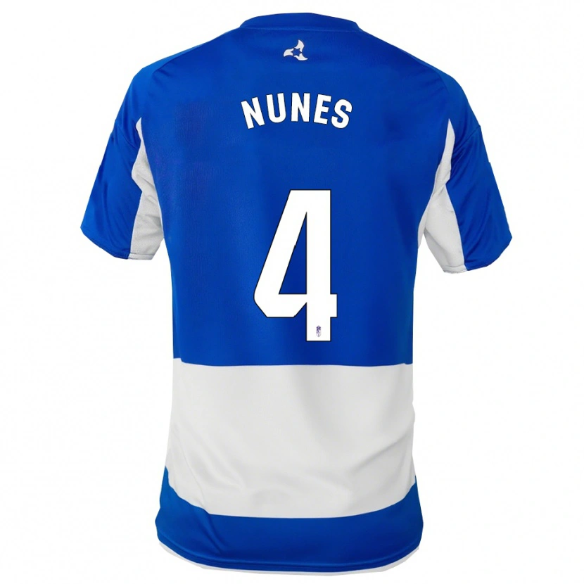 Danxen Kinder David Nunes #4 Blau Weiß Auswärtstrikot Trikot 2025/26 T-Shirt