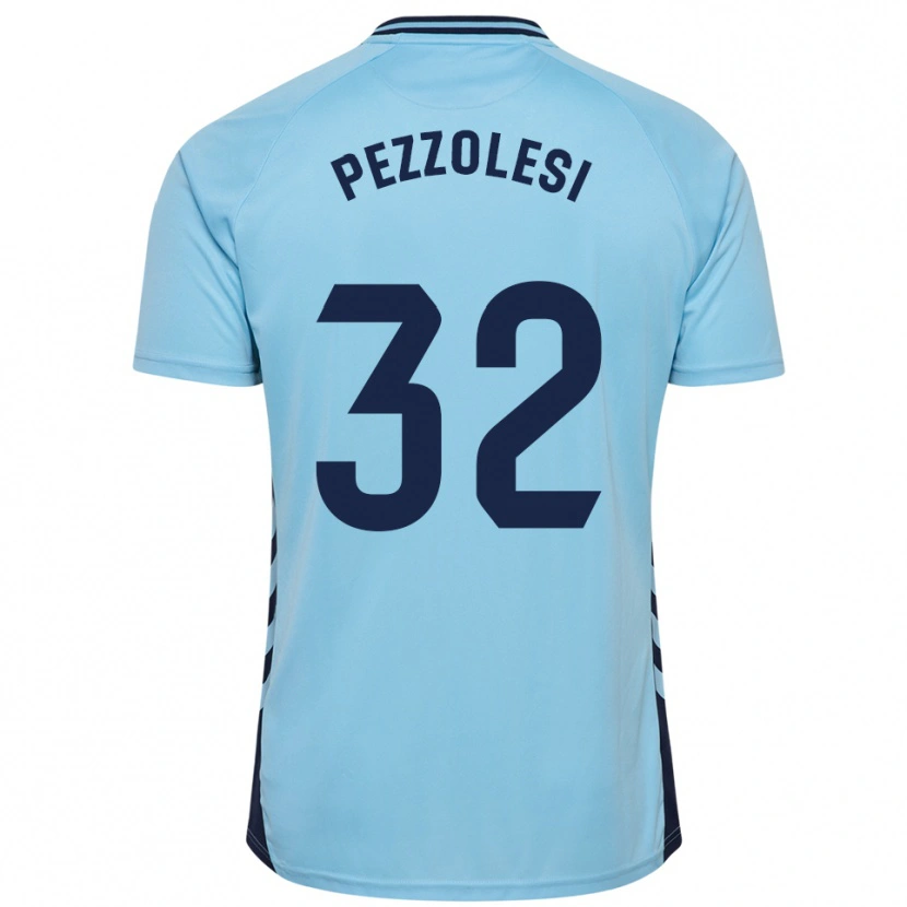 Danxen Kinder Valentín Pezzolesi #32 Himmelblau Auswärtstrikot Trikot 2025/26 T-Shirt