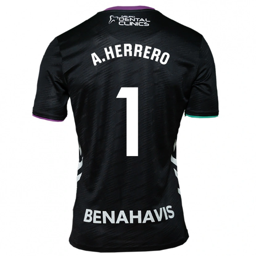 Danxen Kinder Alfonso Herrero #1 Schwarz Lila Grün Auswärtstrikot Trikot 2025/26 T-Shirt