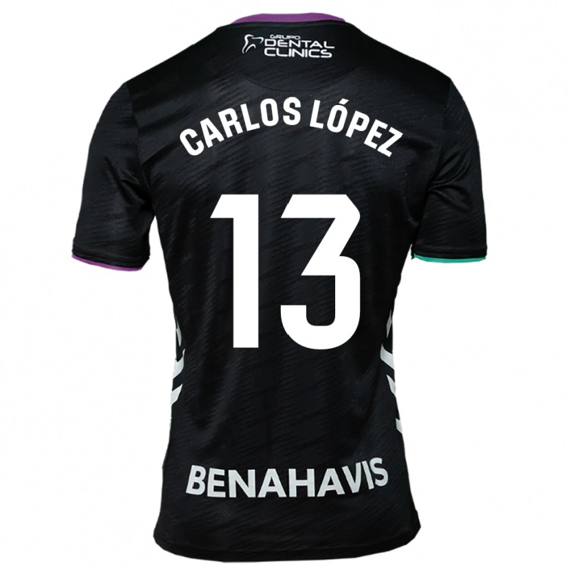 Danxen Kinder Carlos López #13 Schwarz Lila Grün Auswärtstrikot Trikot 2025/26 T-Shirt