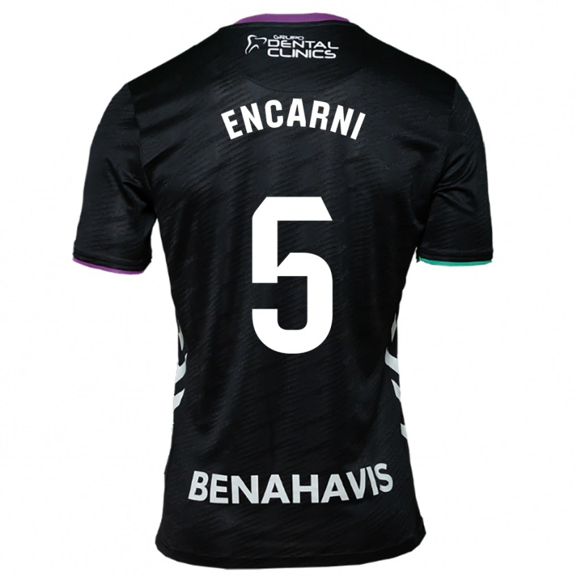 Danxen Kinder Encarni Carneros #5 Schwarz Lila Grün Auswärtstrikot Trikot 2025/26 T-Shirt