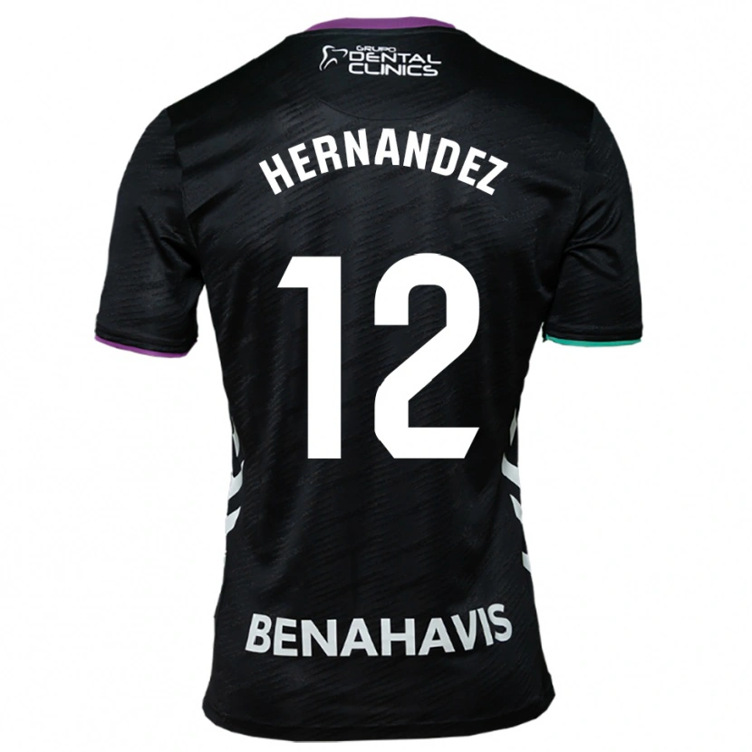 Danxen Kinder Juanma Hernández #12 Schwarz Lila Grün Auswärtstrikot Trikot 2025/26 T-Shirt