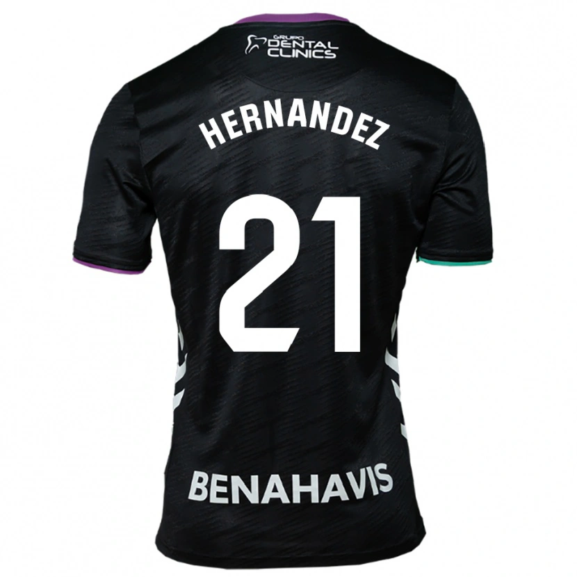 Danxen Kinder Juan Hernández #21 Schwarz Lila Grün Auswärtstrikot Trikot 2025/26 T-Shirt