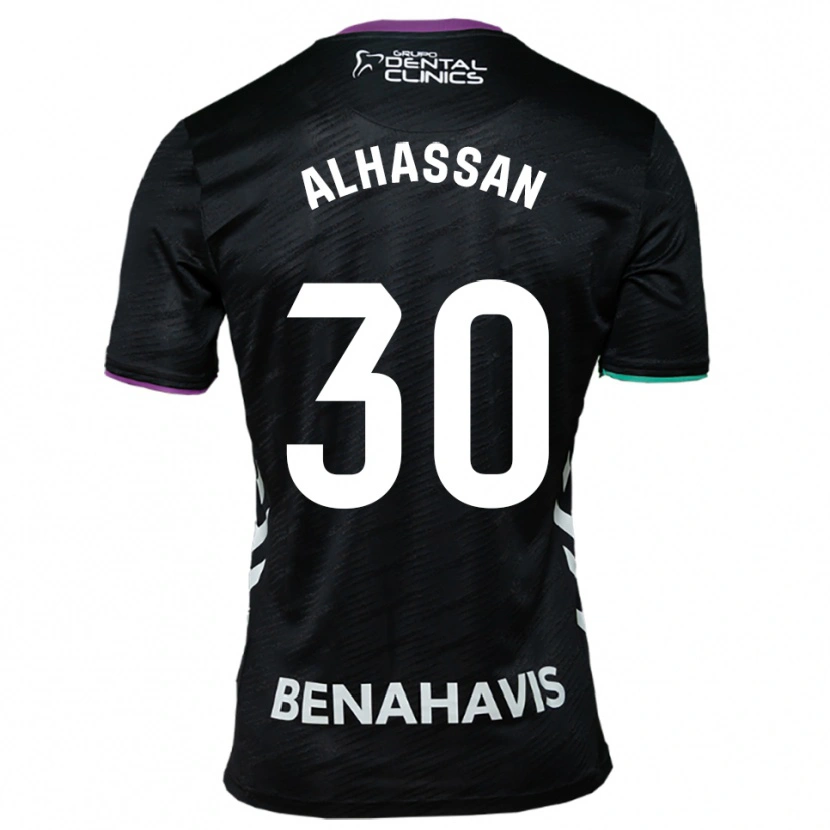 Danxen Kinder Mubarak Alhassan #30 Schwarz Lila Grün Auswärtstrikot Trikot 2025/26 T-Shirt