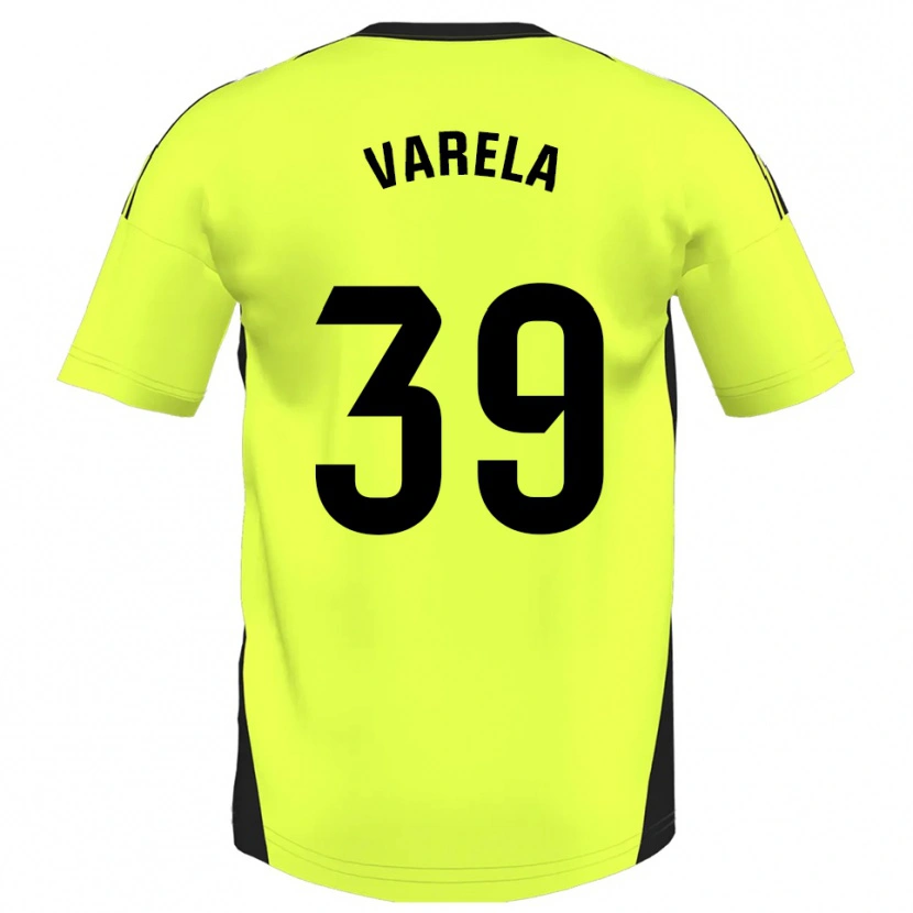 Danxen Kinder Iker Varela #39 Fluoreszierendes Gelb Auswärtstrikot Trikot 2025/26 T-Shirt