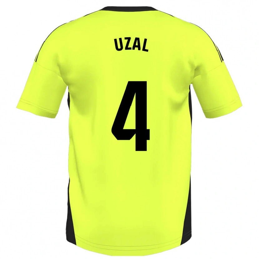 Danxen Kinder Yeray Uzal #4 Fluoreszierendes Gelb Auswärtstrikot Trikot 2025/26 T-Shirt
