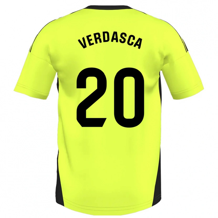 Danxen Kinder Diogo Verdasca #20 Fluoreszierendes Gelb Auswärtstrikot Trikot 2025/26 T-Shirt