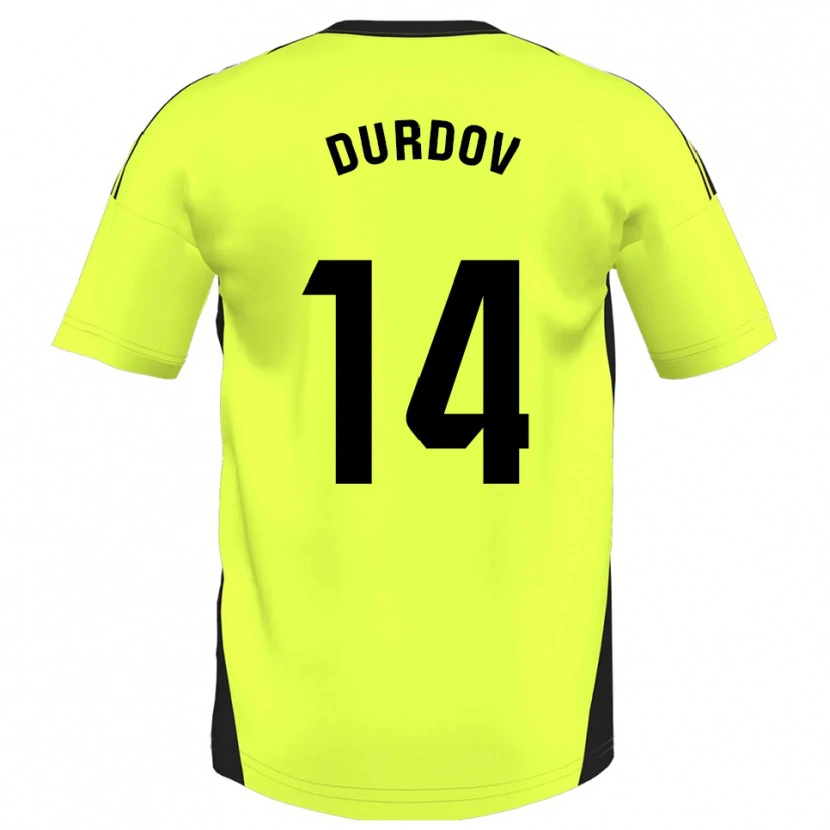 Danxen Kinder Ivan Durdov #14 Fluoreszierendes Gelb Auswärtstrikot Trikot 2025/26 T-Shirt