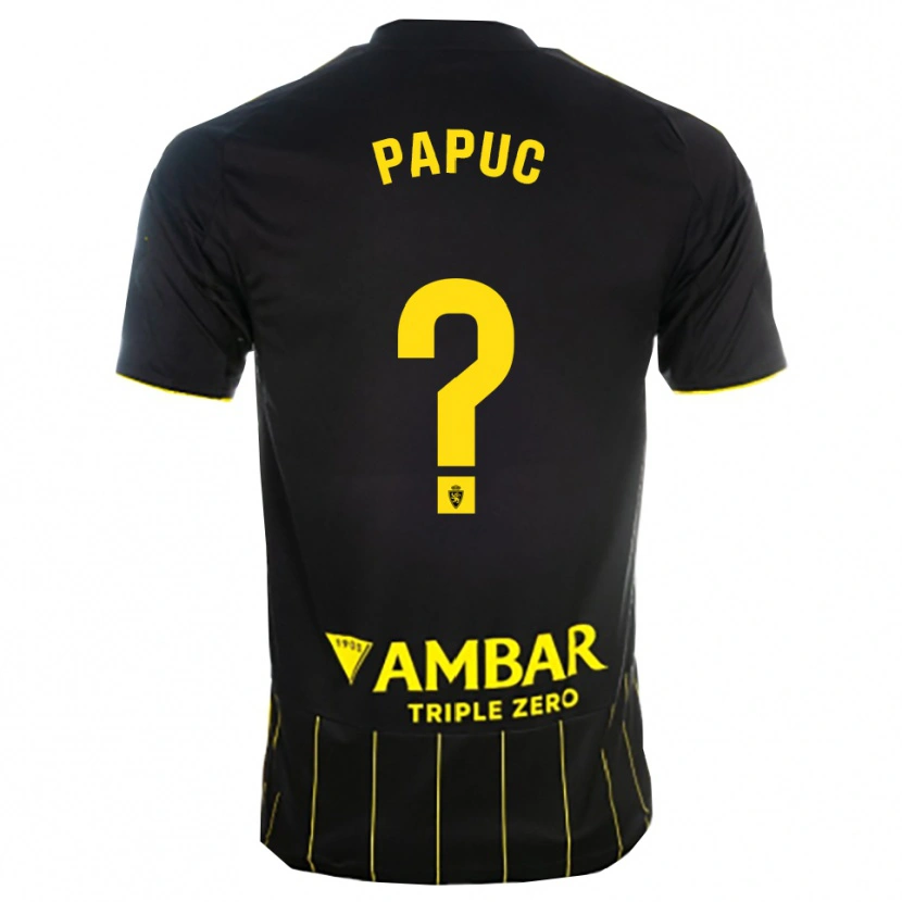 Danxen Kinder Daniel Papuc #0 Schwarz Gelb Auswärtstrikot Trikot 2025/26 T-Shirt