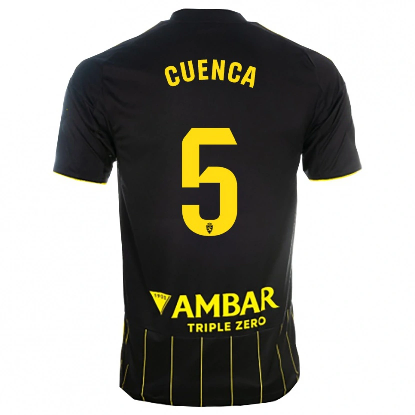 Danxen Kinder Marcos Cuenca #5 Schwarz Gelb Auswärtstrikot Trikot 2025/26 T-Shirt