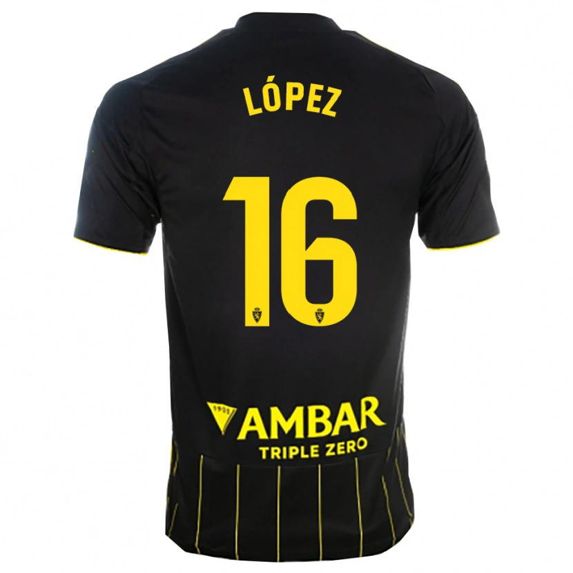 Danxen Kinder Juan López #16 Schwarz Gelb Auswärtstrikot Trikot 2025/26 T-Shirt