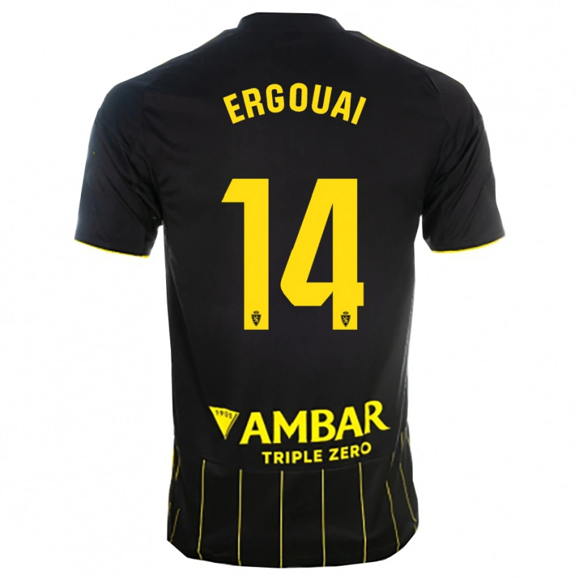 Danxen Kinder Reda Ergouai #14 Schwarz Gelb Auswärtstrikot Trikot 2025/26 T-Shirt