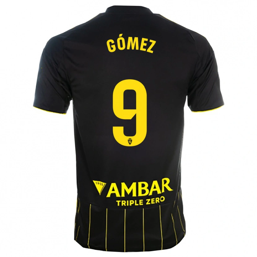 Danxen Kinder Dani Gómez #9 Schwarz Gelb Auswärtstrikot Trikot 2025/26 T-Shirt