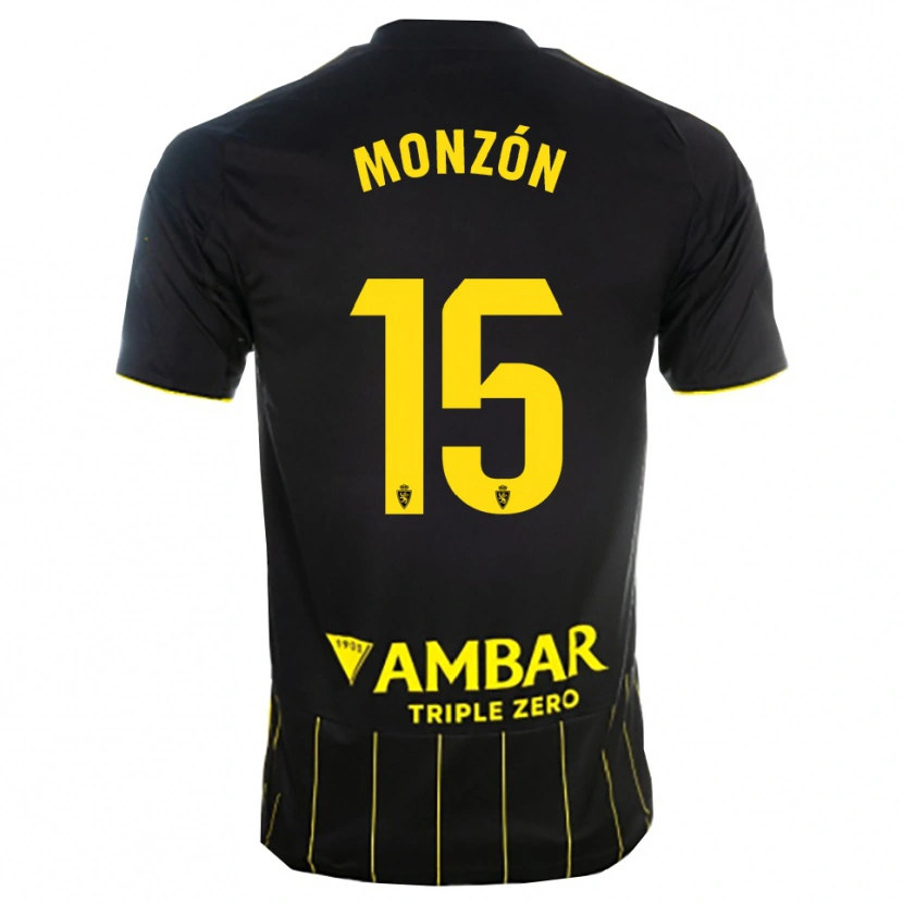 Danxen Kinder Diego Monzón #15 Schwarz Gelb Auswärtstrikot Trikot 2025/26 T-Shirt