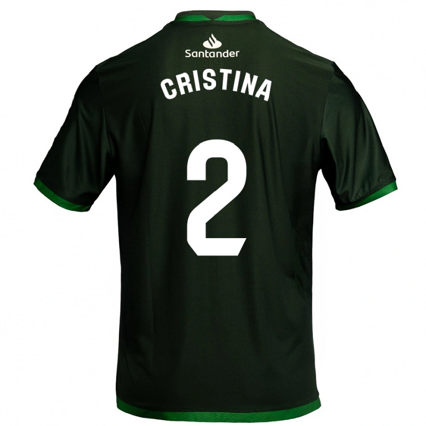 Danxen Kinder Cristina Muñoz García #2 Dunkelgrün Auswärtstrikot Trikot 2025/26 T-Shirt