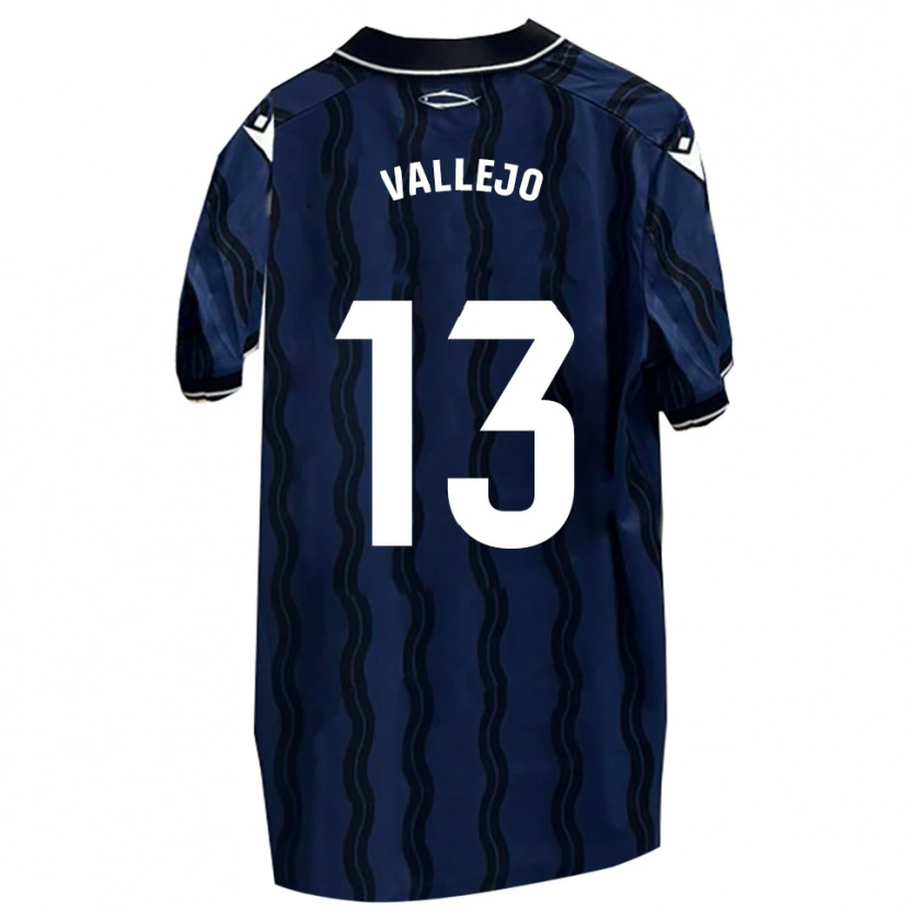 Danxen Kinder Guillermo Vallejo #13 Dunkelblau Schwarz Auswärtstrikot Trikot 2025/26 T-Shirt