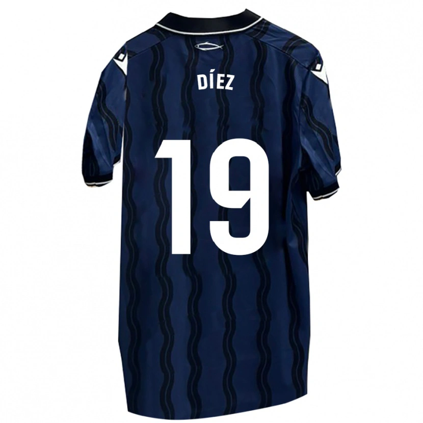 Danxen Kinder Rubén Díez #19 Dunkelblau Schwarz Auswärtstrikot Trikot 2025/26 T-Shirt