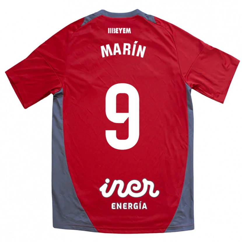 Danxen Kinder Higinio Marín #9 Rot Grau Auswärtstrikot Trikot 2025/26 T-Shirt
