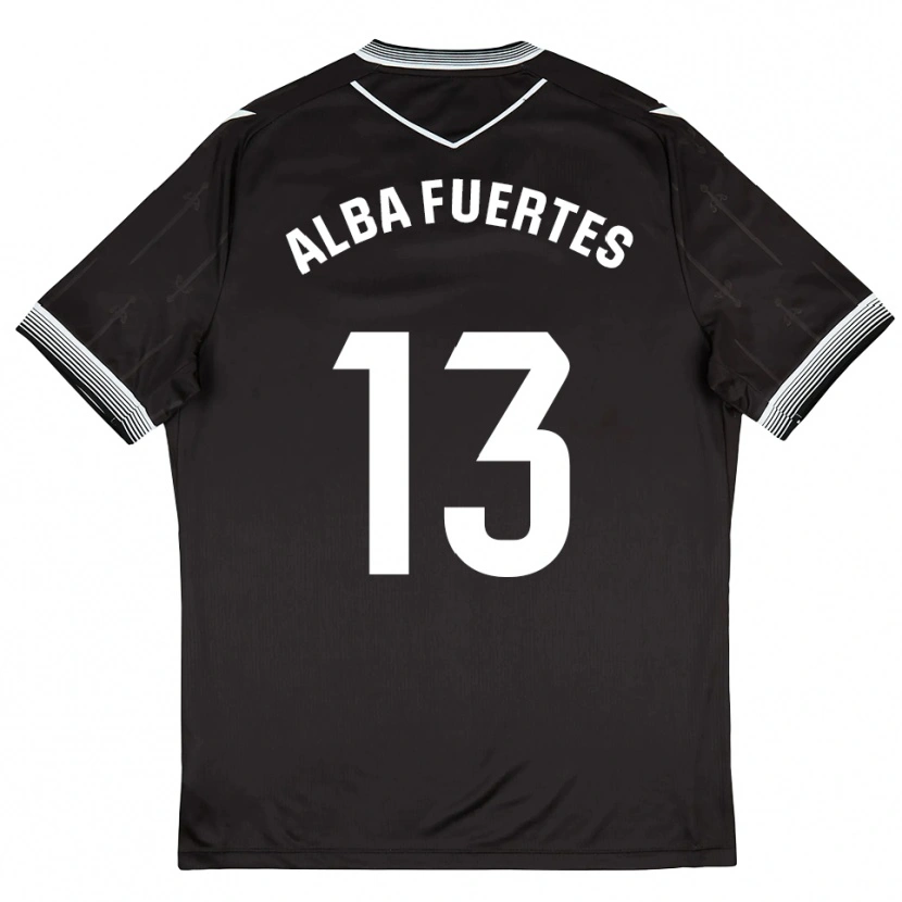 Danxen Kinder Alba Fuertes #13 Schwarz Weiß Auswärtstrikot Trikot 2025/26 T-Shirt