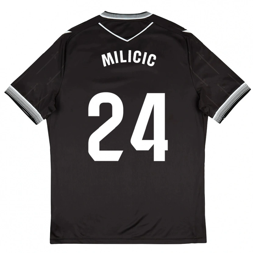 Danxen Kinder Nikola Milicic #24 Schwarz Weiß Auswärtstrikot Trikot 2025/26 T-Shirt