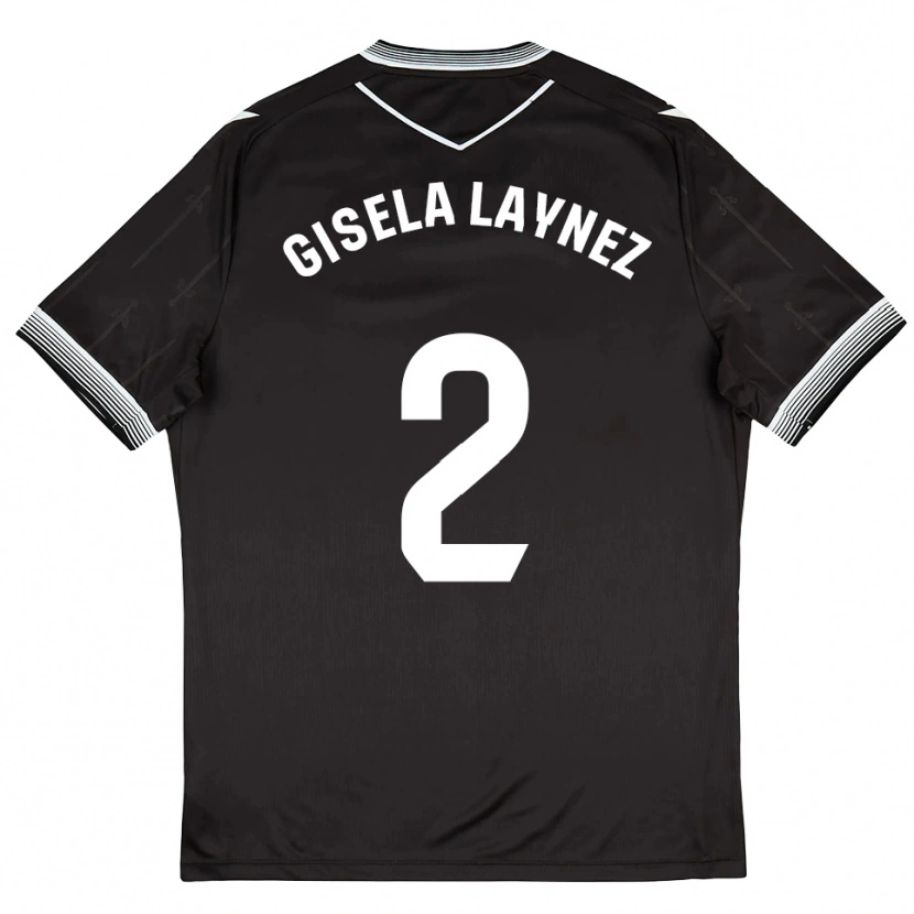Danxen Kinder Gisela Laynez #2 Schwarz Weiß Auswärtstrikot Trikot 2025/26 T-Shirt