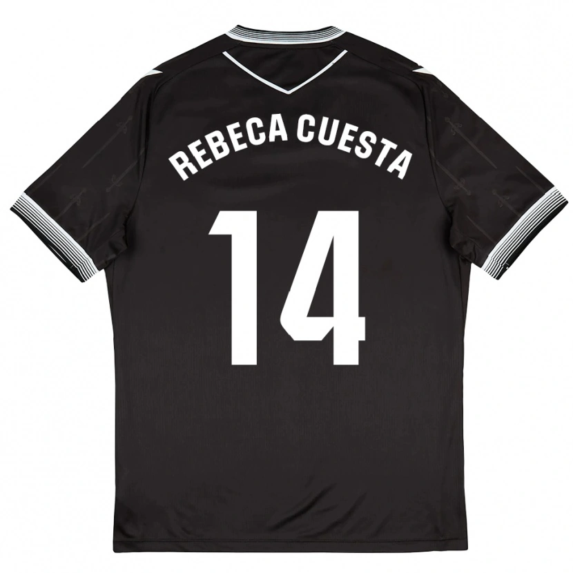 Danxen Kinder Rebeca Cuesta #14 Schwarz Weiß Auswärtstrikot Trikot 2025/26 T-Shirt