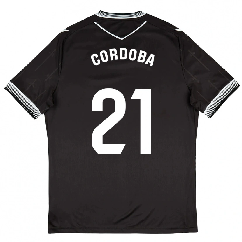 Danxen Kinder Iñigo Córdoba #21 Schwarz Weiß Auswärtstrikot Trikot 2025/26 T-Shirt