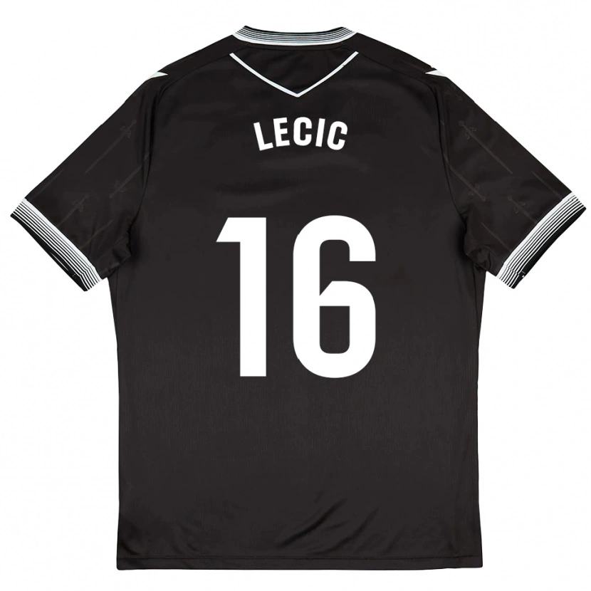 Danxen Kinder Luka Lecic #16 Schwarz Weiß Auswärtstrikot Trikot 2025/26 T-Shirt