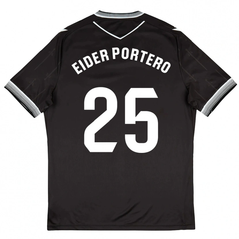 Danxen Kinder Eider Portero #25 Schwarz Weiß Auswärtstrikot Trikot 2025/26 T-Shirt