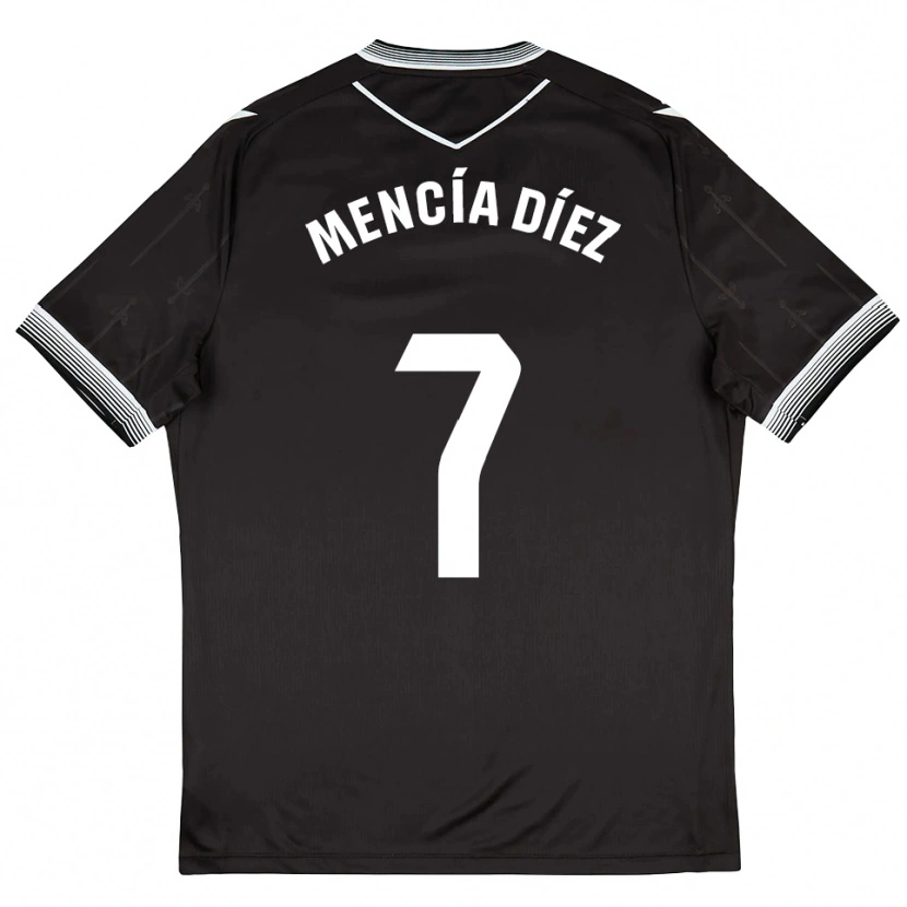 Danxen Kinder Mencía Díez #7 Schwarz Weiß Auswärtstrikot Trikot 2025/26 T-Shirt
