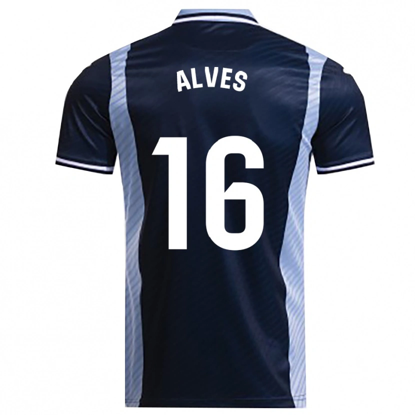 Danxen Kinder Rubén Alves #16 Marine Himmelblau Auswärtstrikot Trikot 2025/26 T-Shirt